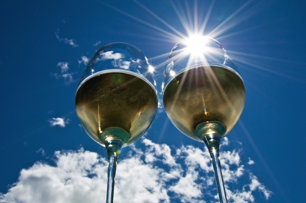 two white wine glasses