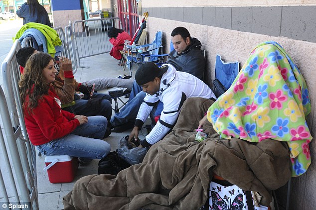 People waiting in line for Black Friday